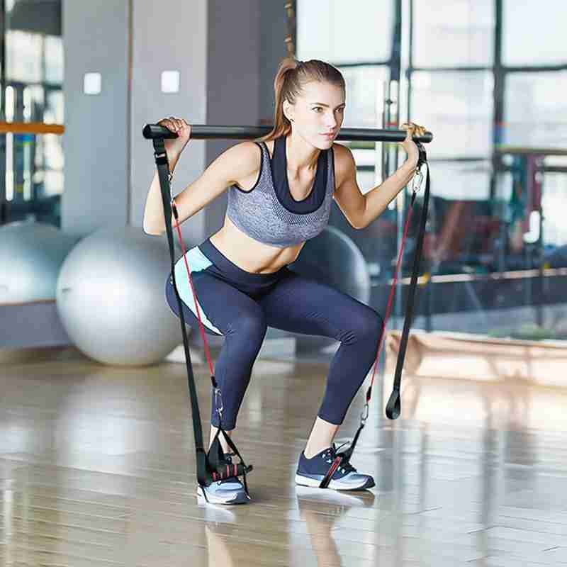 Portable Pilates Bar Kit With Resistance Bands For Home Workout
