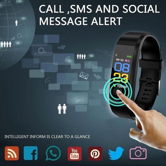 Bluetooth Smart Bracelet With Heart Rate Activity Fitness Tracker