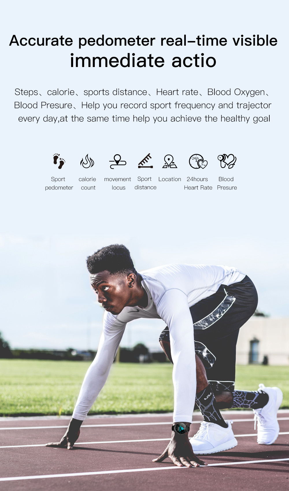 SN80 Smart Watch Fitness Tracker with Heart Rate Monitor