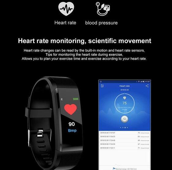 Bluetooth Smart Bracelet With Heart Rate Activity Fitness Tracker