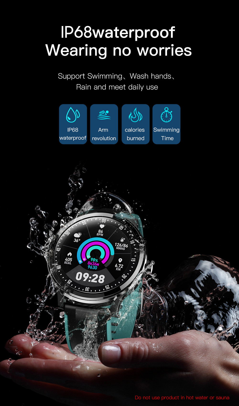 SN80 Smart Watch Fitness Tracker with Heart Rate Monitor