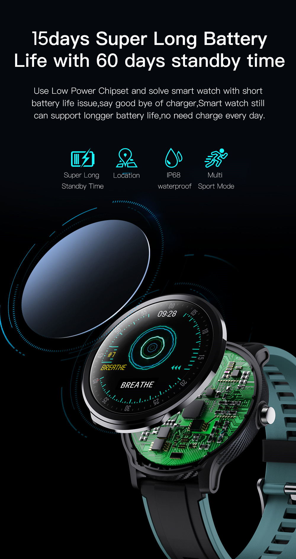 SN80 Smart Watch Fitness Tracker with Heart Rate Monitor