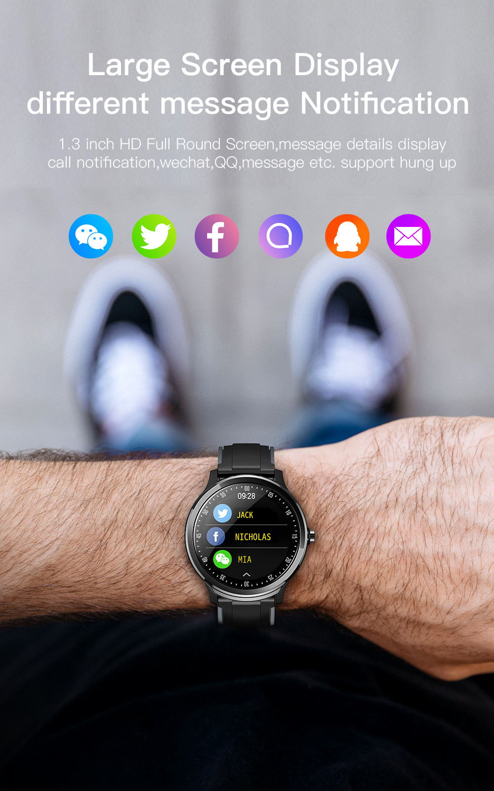 SN80 Smart Watch Fitness Tracker with Heart Rate Monitor
