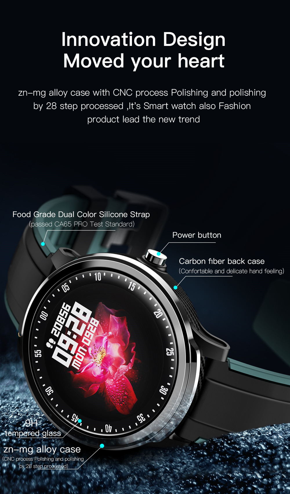 SN80 Smart Watch Fitness Tracker with Heart Rate Monitor