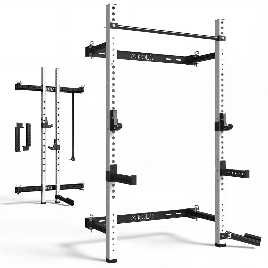 Folding Wall Mounted Squat Rack – 1,000 lb Capacity Power Rack with Pull-Up Bar & J-Hooks