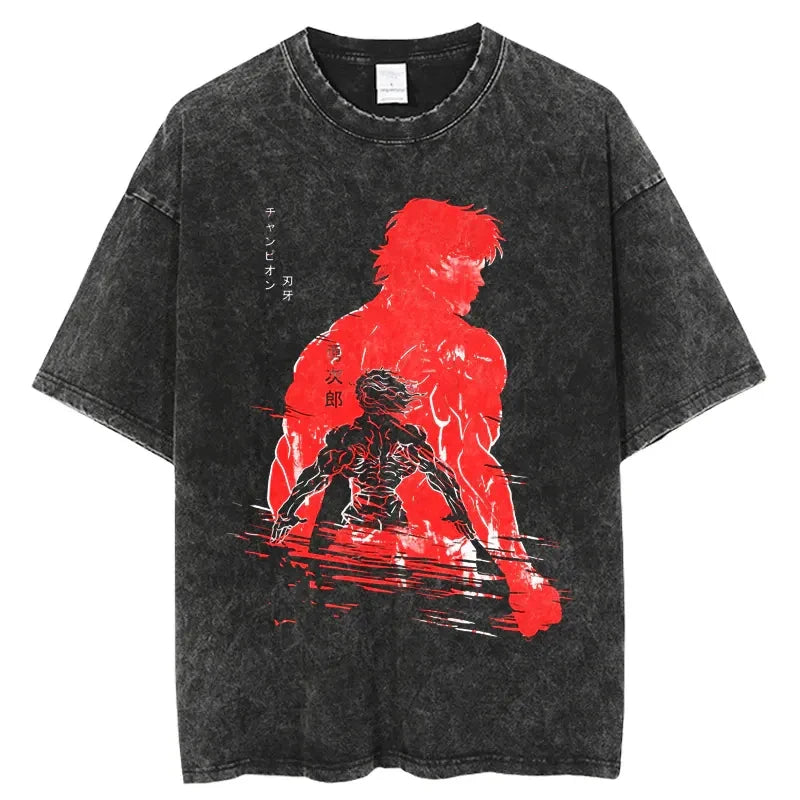 Anime Print Oversized Gym T-Shirt – Unisex Cotton Workout Tee