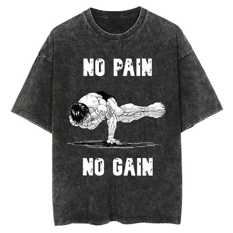 Anime Print Oversized Gym T-Shirt – Unisex Cotton Workout Tee