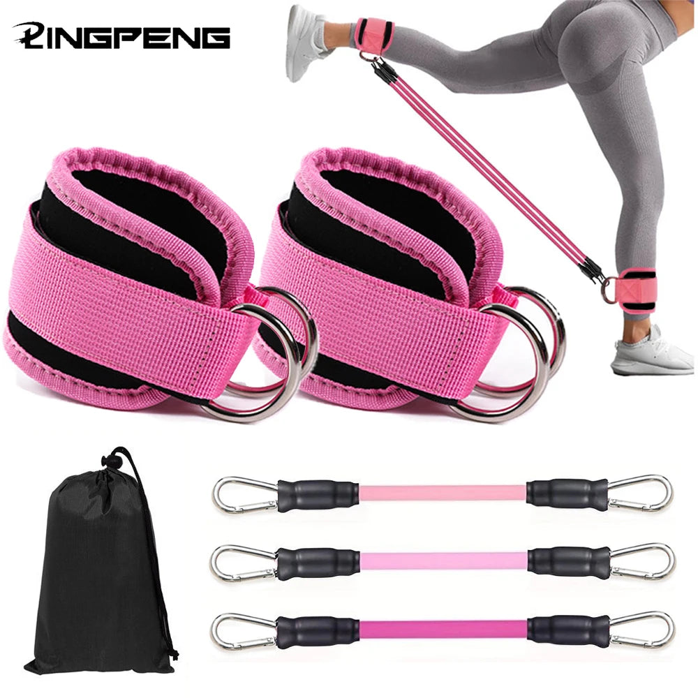 Ankle Straps Resistance Bands Set – Elastic Fitness Bands for Glutes, Legs & Gym Workouts