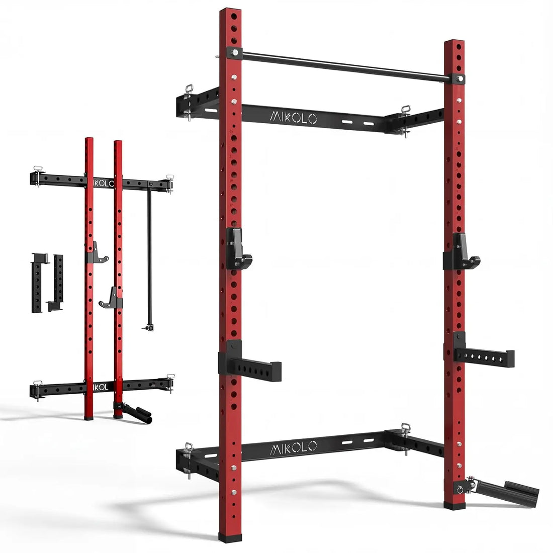 Folding Wall Mounted Squat Rack – 1,000 lb Capacity Power Rack with Pull-Up Bar & J-Hooks