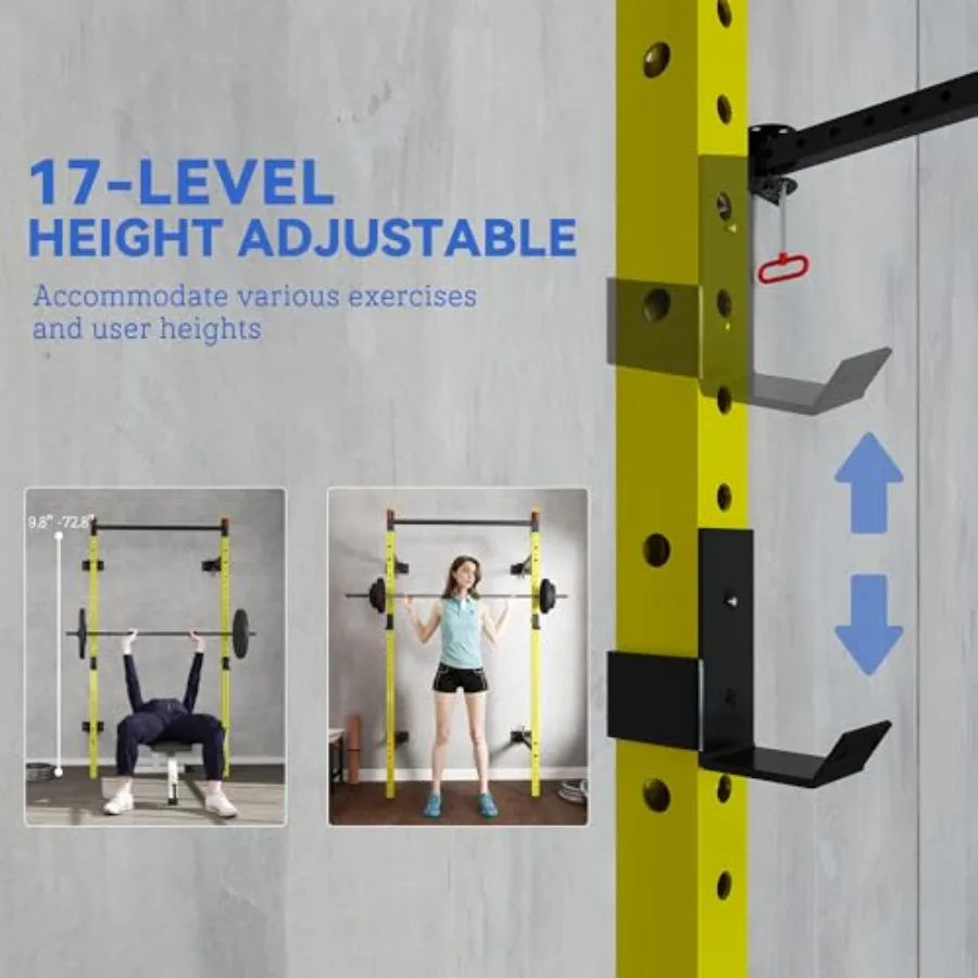 Wall Mounted Folding Squat Rack – 1,000 lb Steel Frame with Adjustable Pull-Up Bar