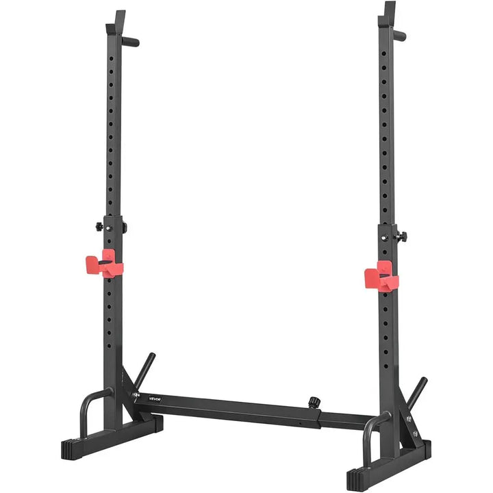 Adjustable Power Cage Squat Rack – 550 lb Capacity with Bar Storage & J-Hooks