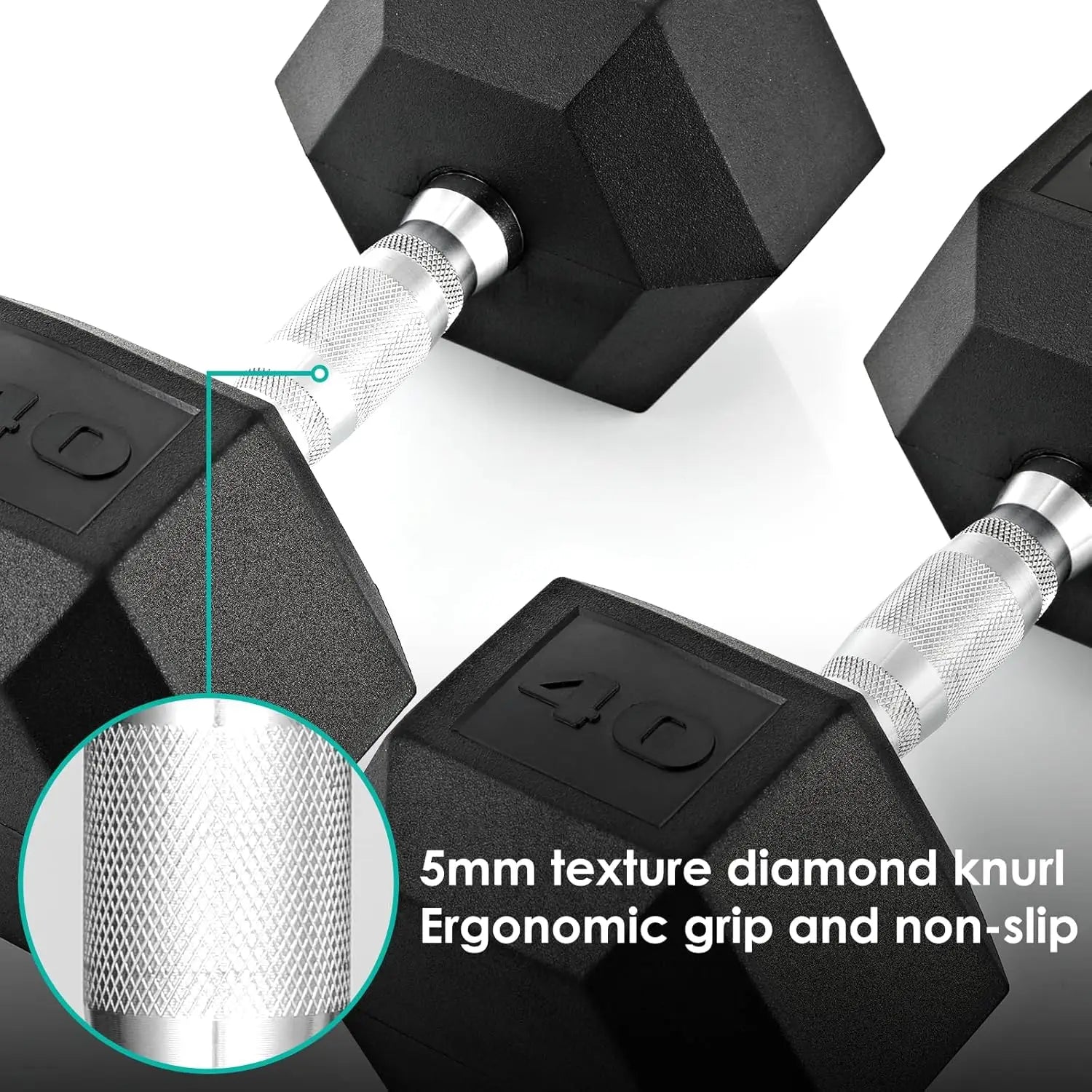 Rubber Hex Dumbbell – 30 to 75 lb | Home Gym Strength Training