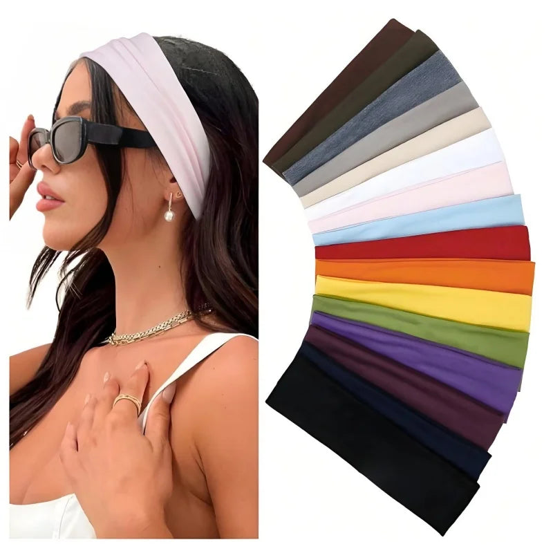 7-Pack Elastic Sports Headbands – Stretchy Sweatbands for Fitness, Yoga, Running & Cycling