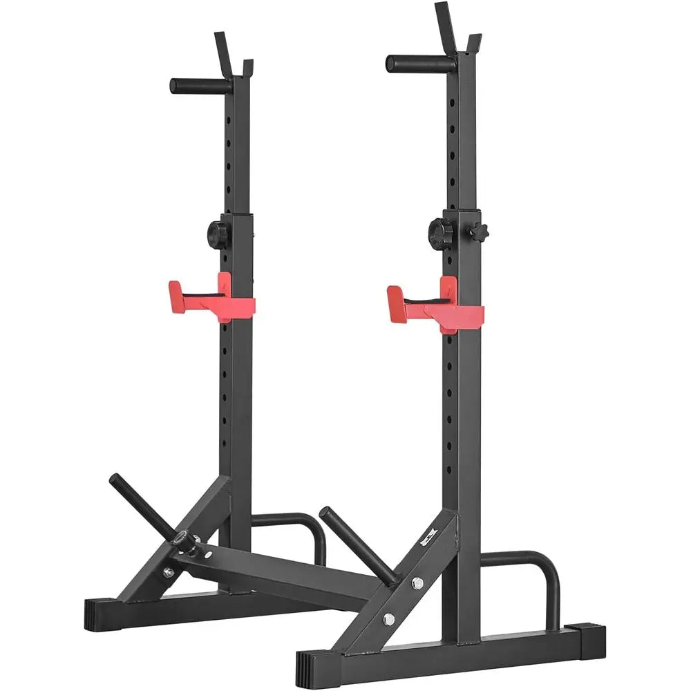 Adjustable Power Cage Squat Rack – 550 lb Capacity with Bar Storage & J-Hooks