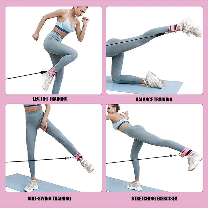 Ankle Straps Resistance Bands Set – Elastic Fitness Bands for Glutes, Legs & Gym Workouts