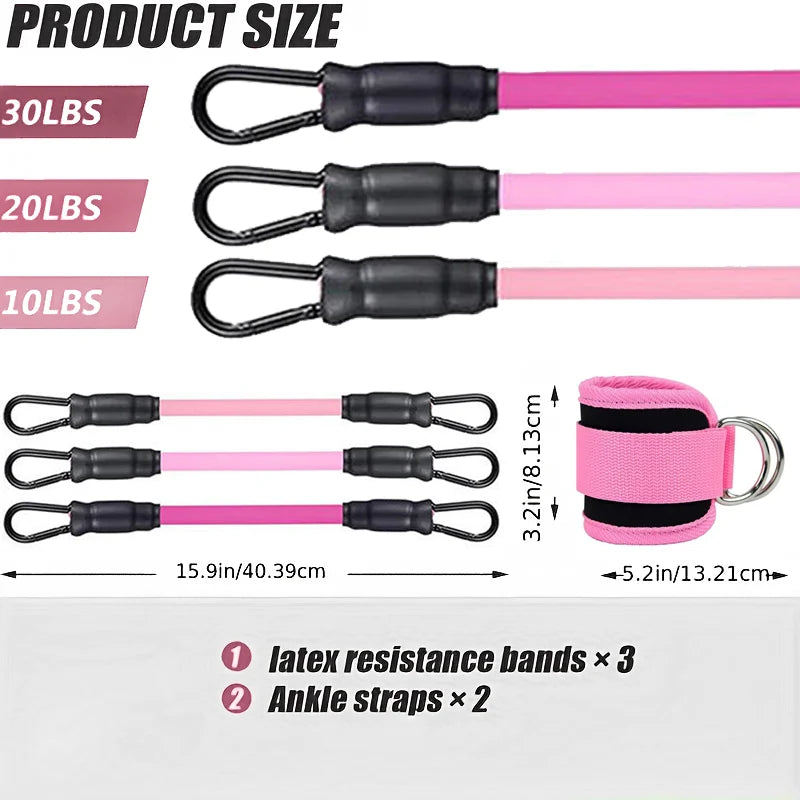 Ankle Straps Resistance Bands Set – Elastic Fitness Bands for Glutes, Legs & Gym Workouts