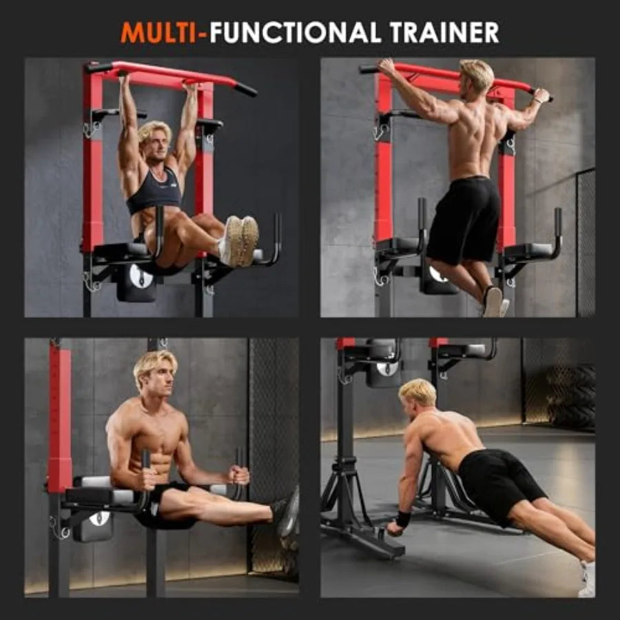 Foldable Power Tower Pull-Up & Dip Station – Multi-Function Adjustable Height Home Gym