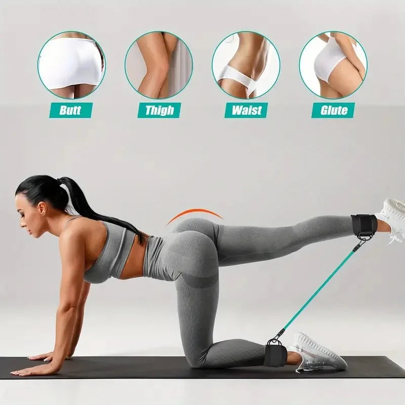 Ankle Straps Resistance Bands Set – Elastic Fitness Bands for Glutes, Legs & Gym Workouts