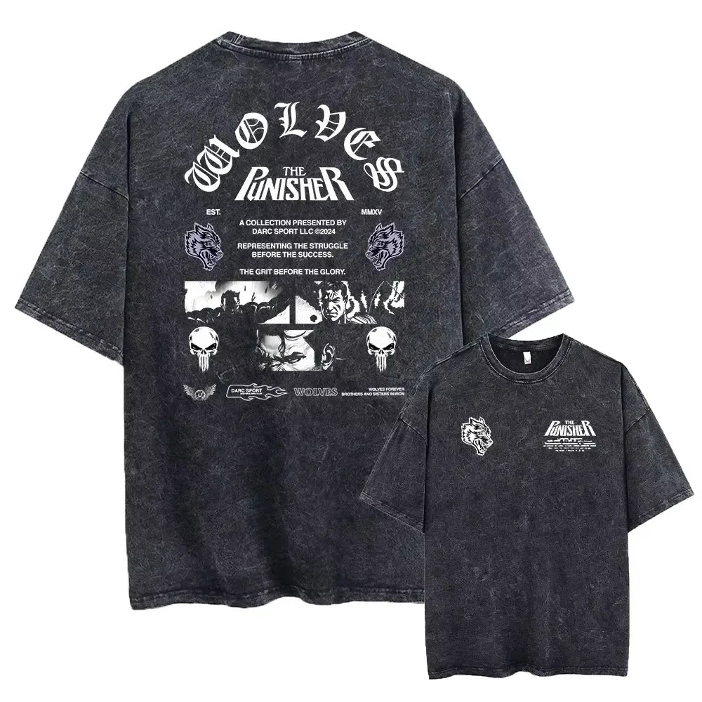 Darc Wolves Vintage Washed Gym T-Shirt – Unisex Fitness Tee