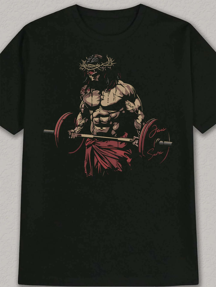 Weightlifting Art Print Gym T-Shirt – Unisex Cotton Fitness Tee