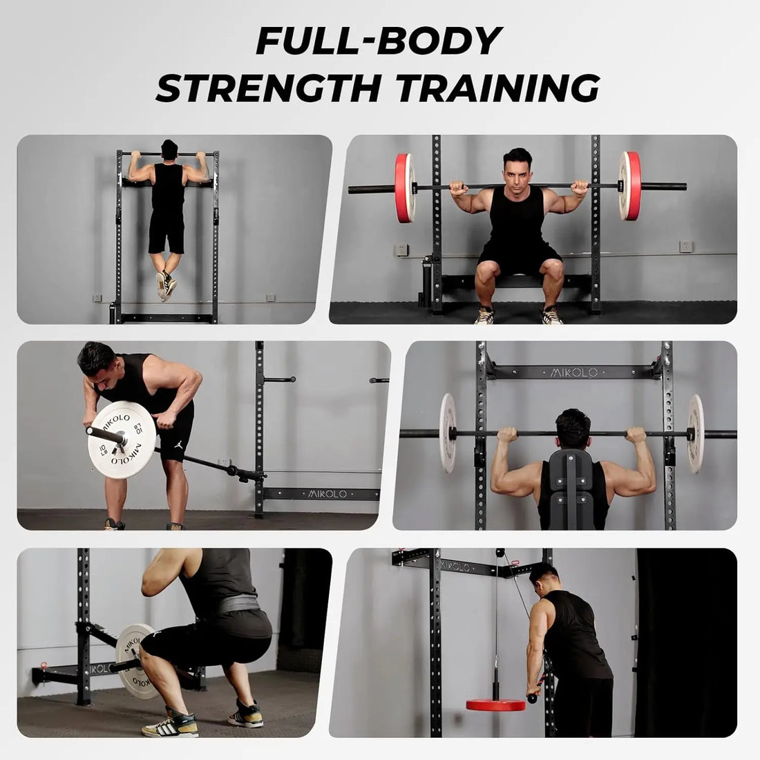 Folding Wall Mounted Squat Rack – 1,000 lb Capacity Power Rack with Pull-Up Bar & J-Hooks