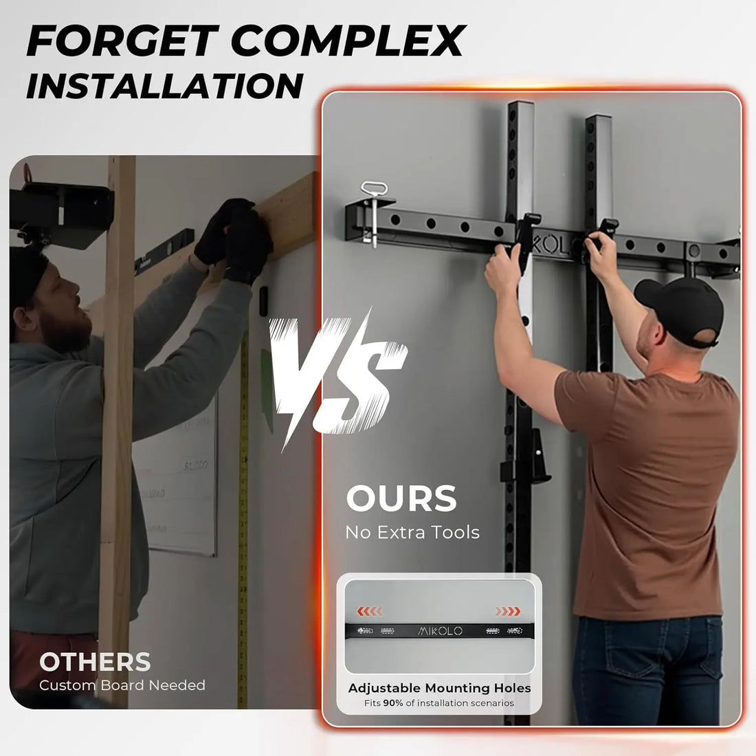 Folding Wall Mounted Squat Rack – 1,000 lb Capacity Power Rack with Pull-Up Bar & J-Hooks
