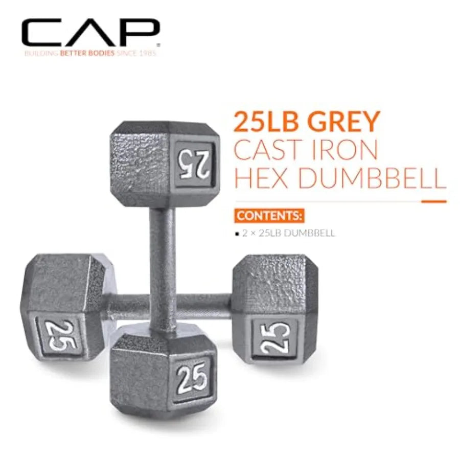 Cast Iron Hex Dumbbell Pair – 25 lb | Home Gym Strength Training