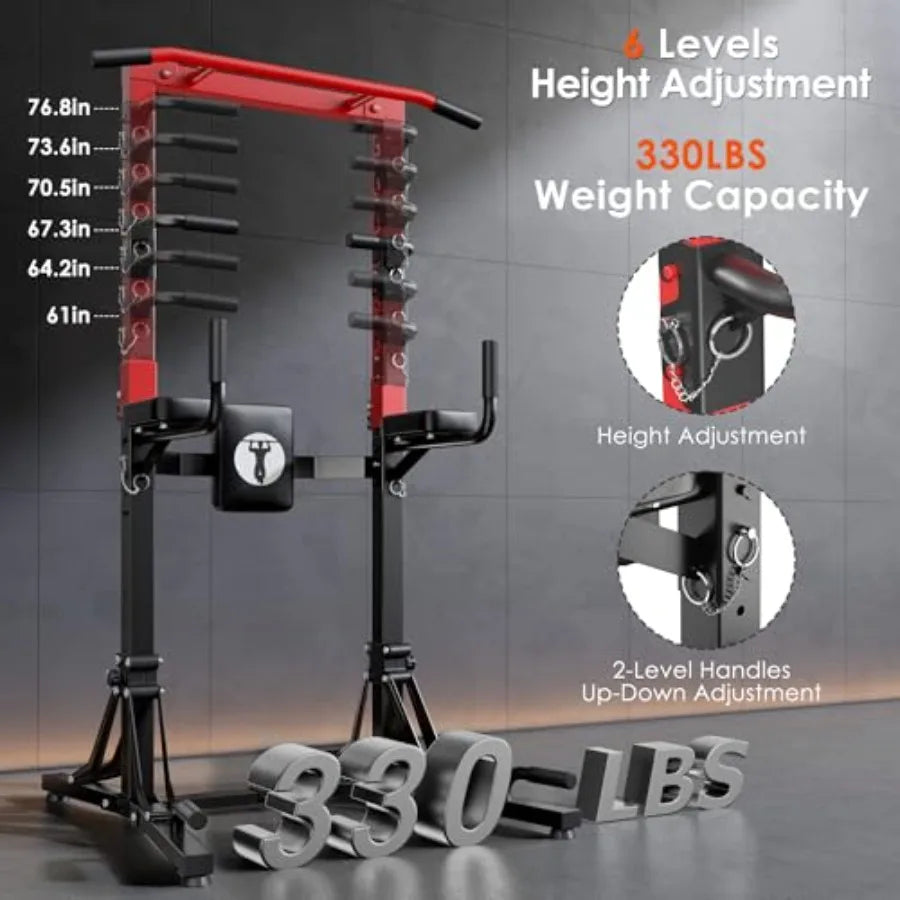 Foldable Power Tower Pull-Up & Dip Station – Multi-Function Adjustable Height Home Gym