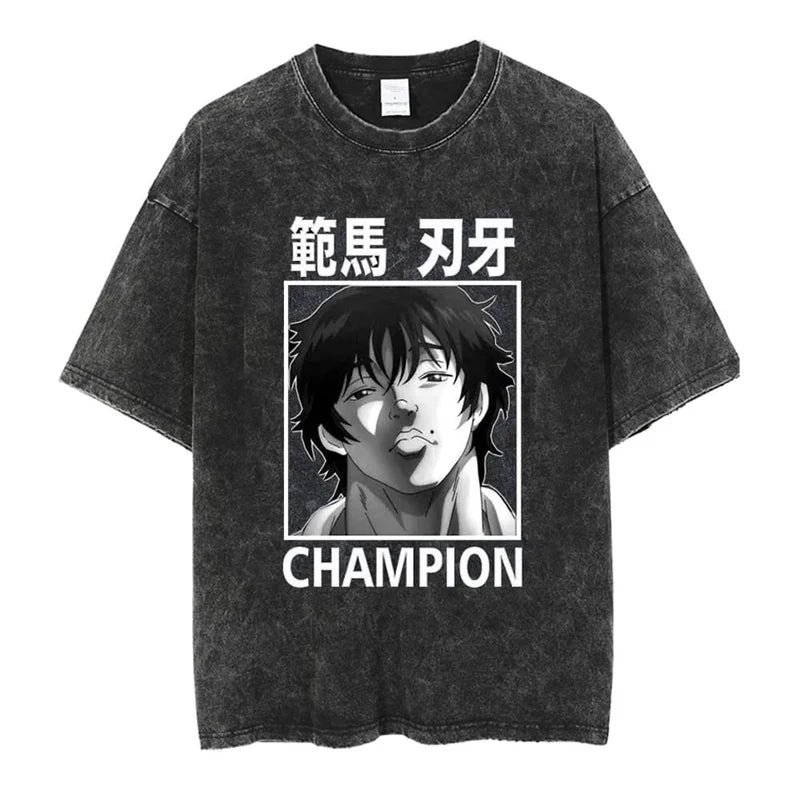 Anime Print Oversized Gym T-Shirt – Unisex Cotton Workout Tee