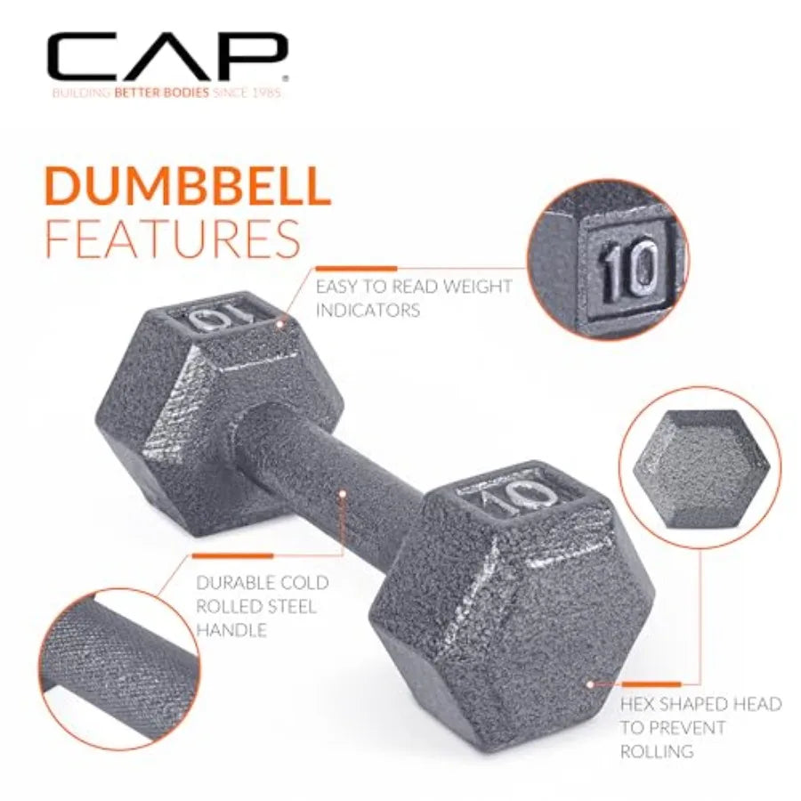 Cast Iron Hex Dumbbell Pair – 25 lb | Home Gym Strength Training