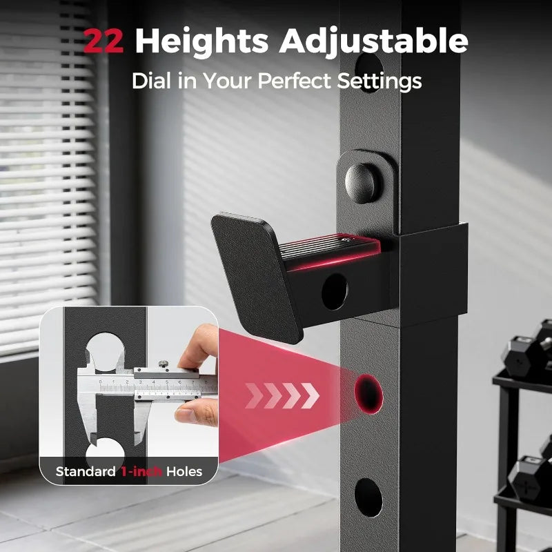 Adjustable Multi-Functional Squat Rack Stand with Pull-Up Bar – Fits 6FT & 7FT Barbells