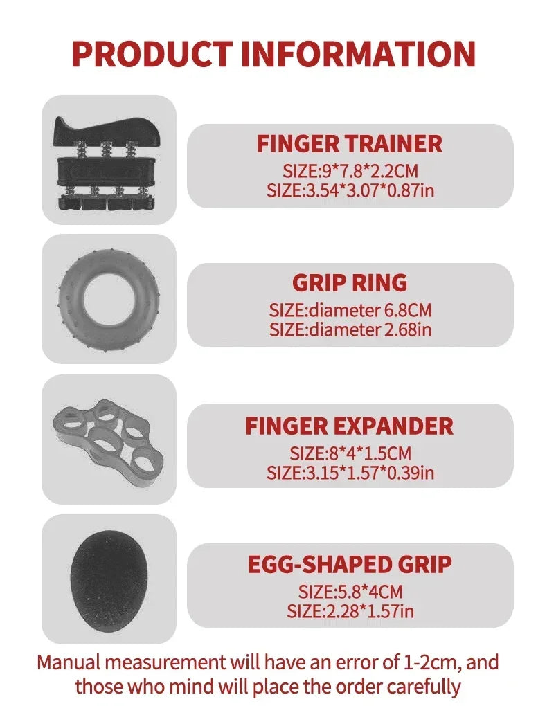Hand Grip Strengthener Kit – Finger Exercise & Rehabilitation Training Tool