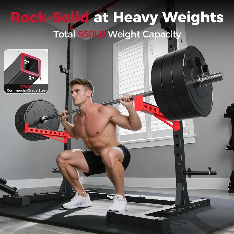Adjustable Multi-Functional Squat Rack Stand with Pull-Up Bar – Fits 6FT & 7FT Barbells