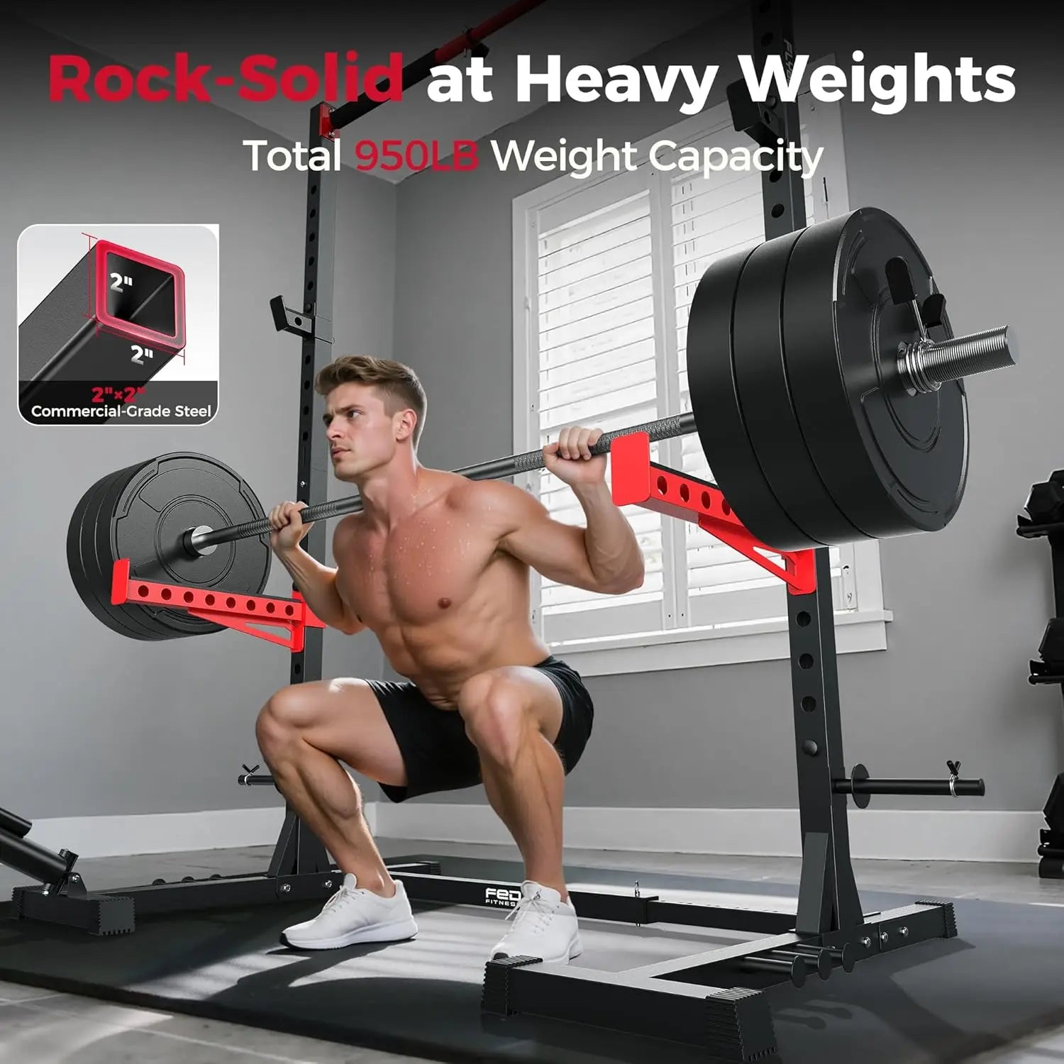 Adjustable Multi-Functional Squat Rack Stand with Pull-Up Bar – Fits 6FT & 7FT Barbells