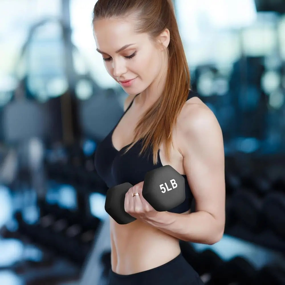 Neoprene Dumbbell Set with Stand (3, 5 & 8 lb Pairs)