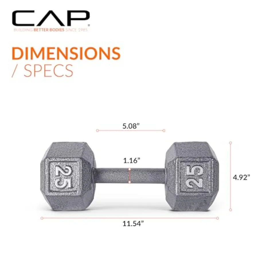 Cast Iron Hex Dumbbell Pair – 25 lb | Home Gym Strength Training