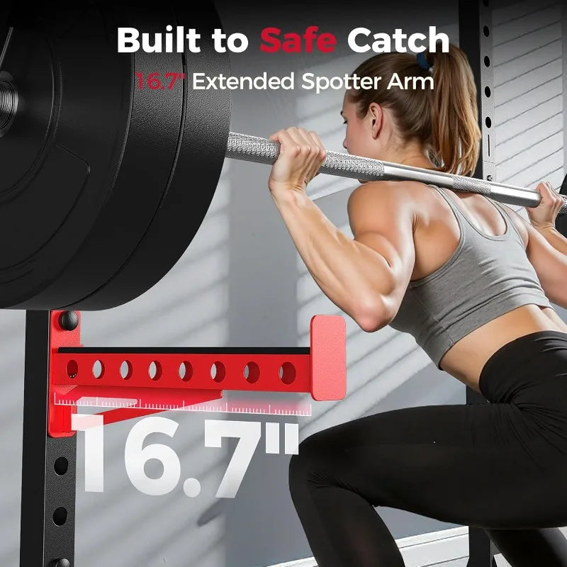 Adjustable Multi-Functional Squat Rack Stand with Pull-Up Bar – Fits 6FT & 7FT Barbells