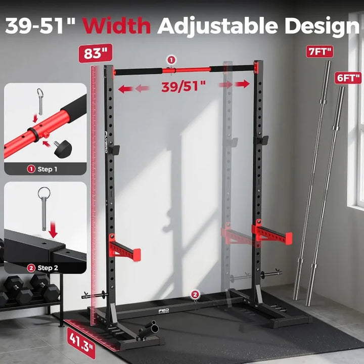 Adjustable Multi-Functional Squat Rack Stand with Pull-Up Bar – Fits 6FT & 7FT Barbells