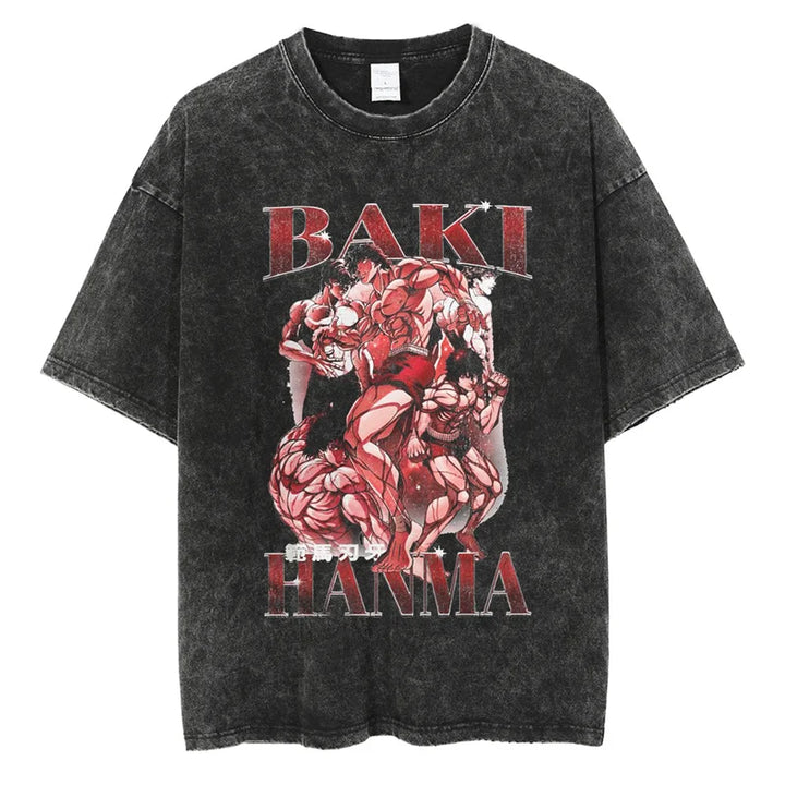 Anime Print Oversized Gym T-Shirt – Unisex Cotton Workout Tee