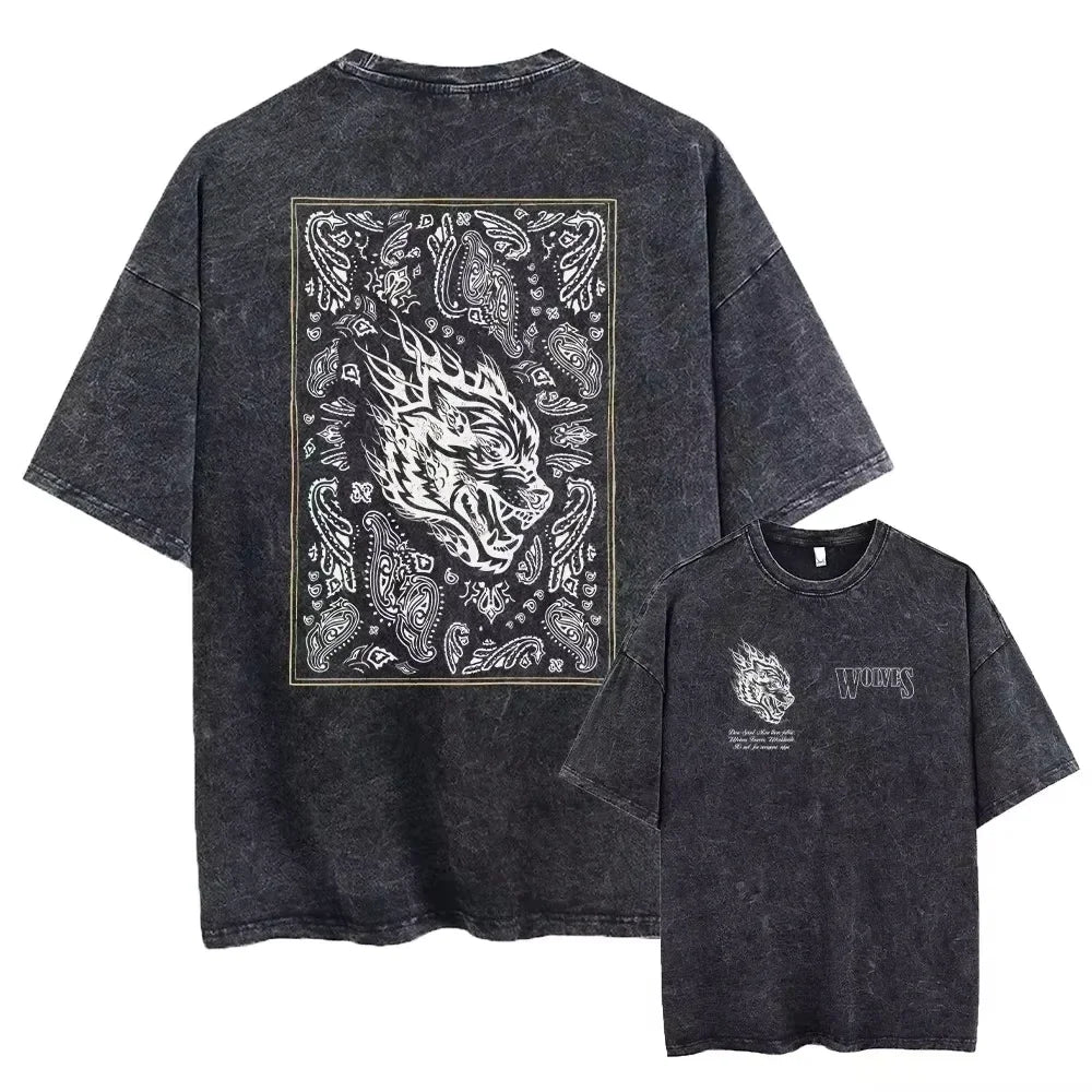 Darc Wolves Vintage Washed Gym T-Shirt – Unisex Fitness Tee