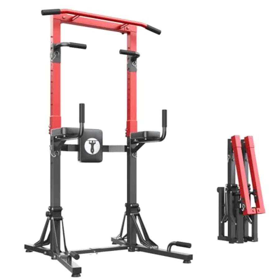 Foldable Power Tower Pull-Up & Dip Station – Multi-Function Adjustable Height Home Gym