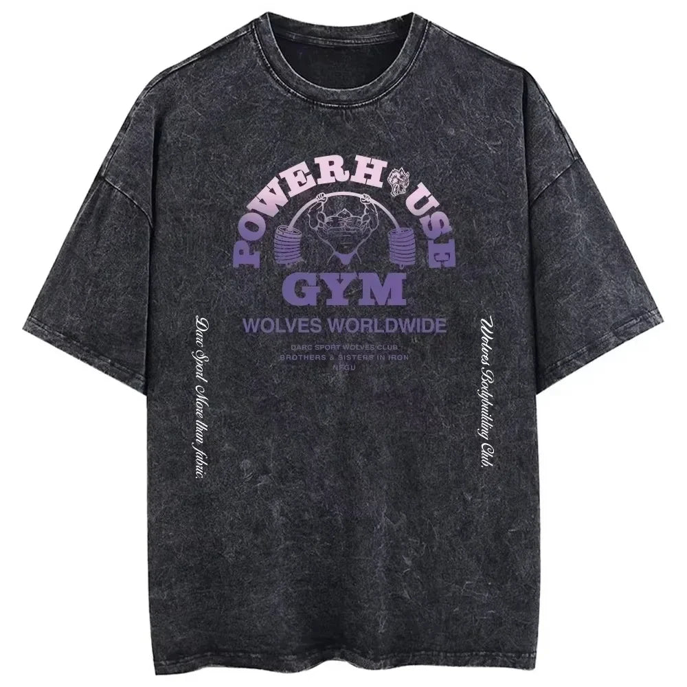 Darc Wolves Vintage Washed Gym T-Shirt – Unisex Fitness Tee