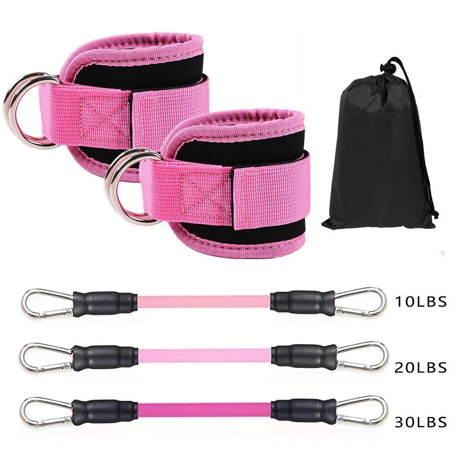 Ankle Straps Resistance Bands Set – Elastic Fitness Bands for Glutes, Legs & Gym Workouts