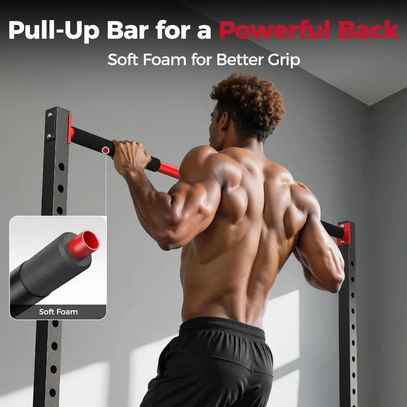 Adjustable Multi-Functional Squat Rack Stand with Pull-Up Bar – Fits 6FT & 7FT Barbells