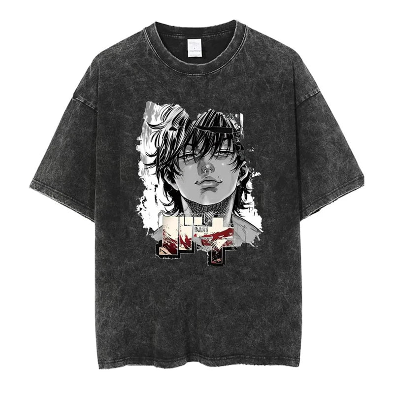Anime Print Oversized Gym T-Shirt – Unisex Cotton Workout Tee