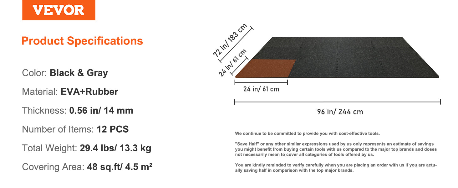 Interlocking Gym Floor Mats – EVA Foam & Rubber Top, Waterproof Exercise Flooring
