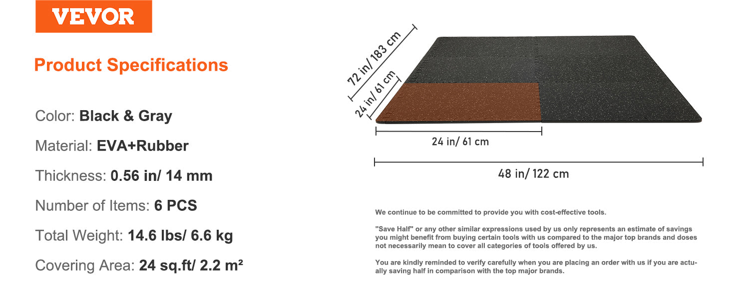 Interlocking Gym Floor Mats – EVA Foam & Rubber Top, Waterproof Exercise Flooring