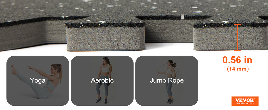 Interlocking Gym Floor Mats – EVA Foam & Rubber Top, Waterproof Exercise Flooring