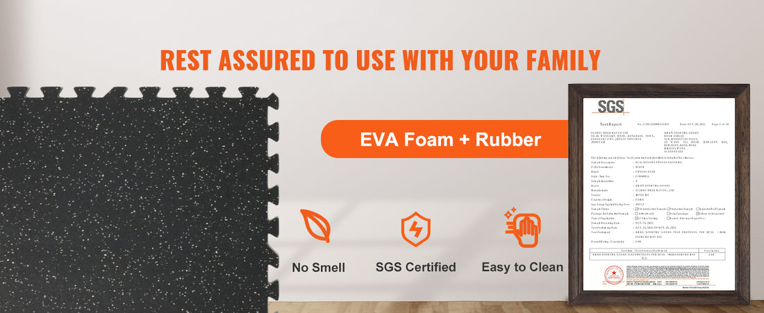 Interlocking Gym Floor Mats – EVA Foam & Rubber Top, Waterproof Exercise Flooring