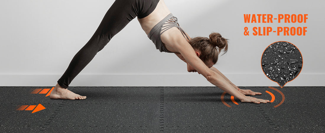 Interlocking Gym Floor Mats – EVA Foam & Rubber Top, Waterproof Exercise Flooring